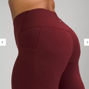 Lululemon Leggings pocketed 28 inch Burgundy